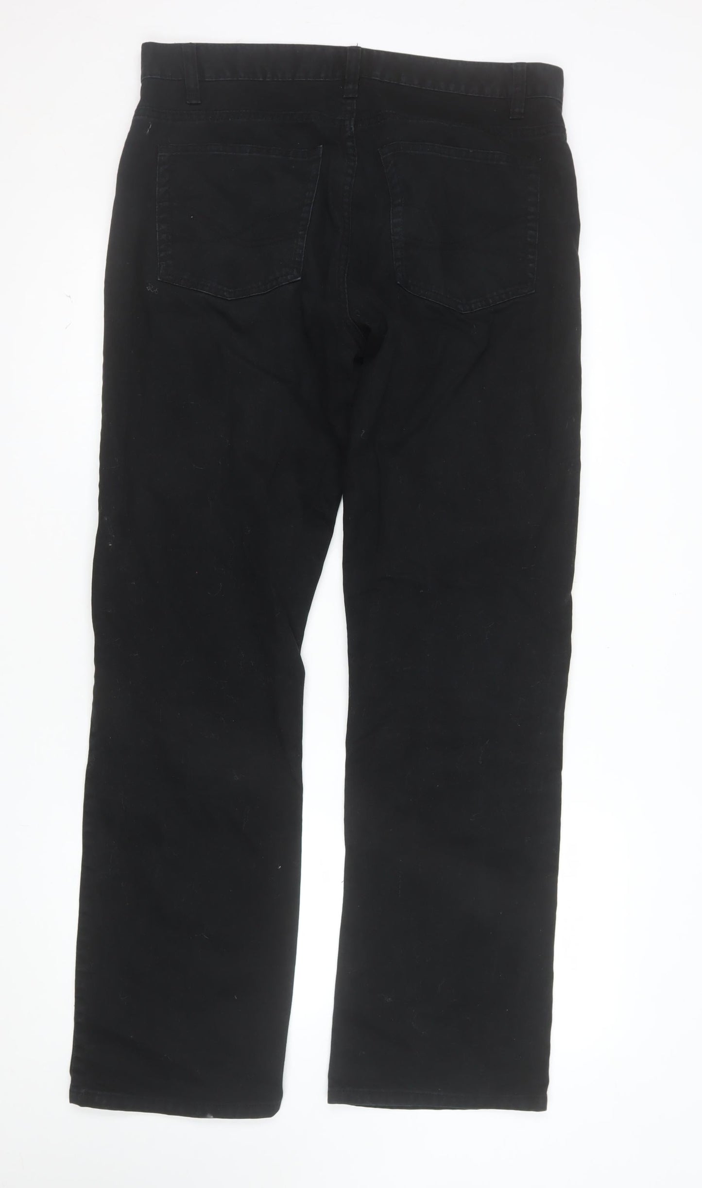 George Men's Black Straight Fit Jeans 34W 33L Denim Classic