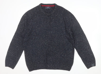 Atlantic Bay Men's Blue Knit Crew Neck Pullover Jumper Size L