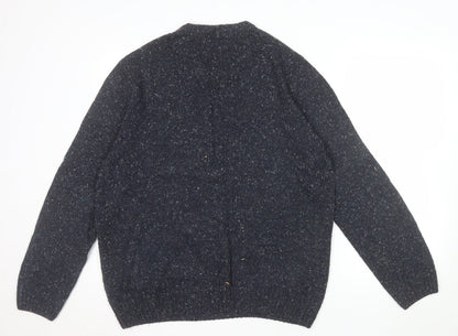Atlantic Bay Men's Blue Knit Crew Neck Pullover Jumper Size L