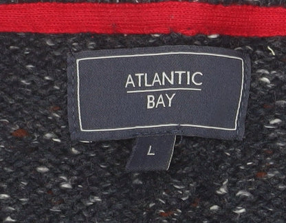 Atlantic Bay Men's Blue Knit Crew Neck Pullover Jumper Size L