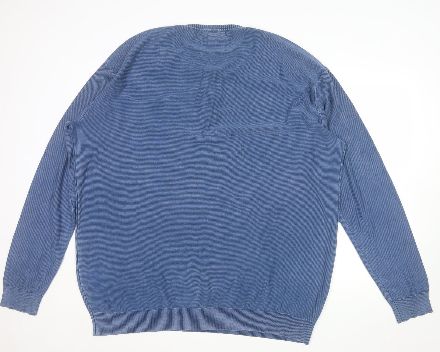Vintage Men’s Blue 2XL Cotton Henley Jumper Long Sleeve Classic Fit