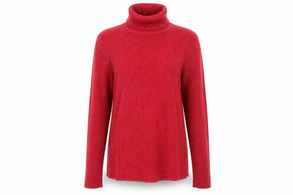 Basic Editions Women's Red Roll Neck Knit Jumper Size L