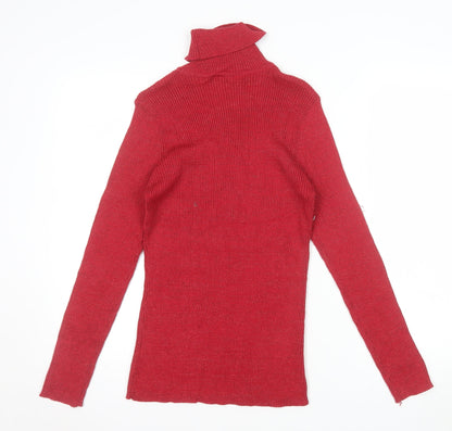 Basic Editions Women's Red Roll Neck Knit Jumper Size L
