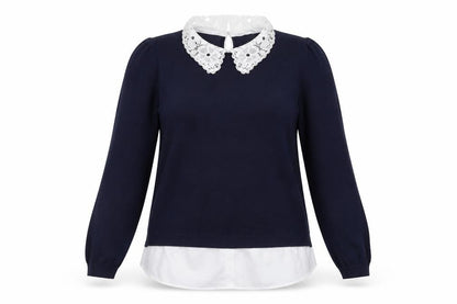 Papaya Women's Blue Collared Knit Pullover Jumper Size 16
