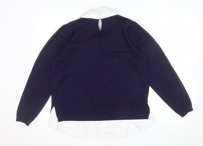 Papaya Women's Blue Collared Knit Pullover Jumper Size 16