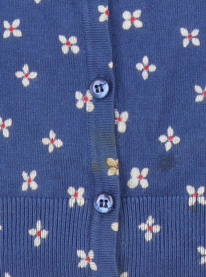 M&Co Womens Blue Floral Knit Cardigan Size 12 Regular Fit