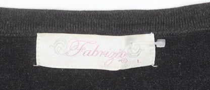 Fabrizio Women’s Grey Striped 3/4 Sleeve Pullover Jumper L