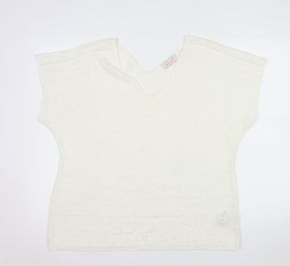 Marks and Spencer Per Una White Knit V-Neck Blouse Women’s Size 22