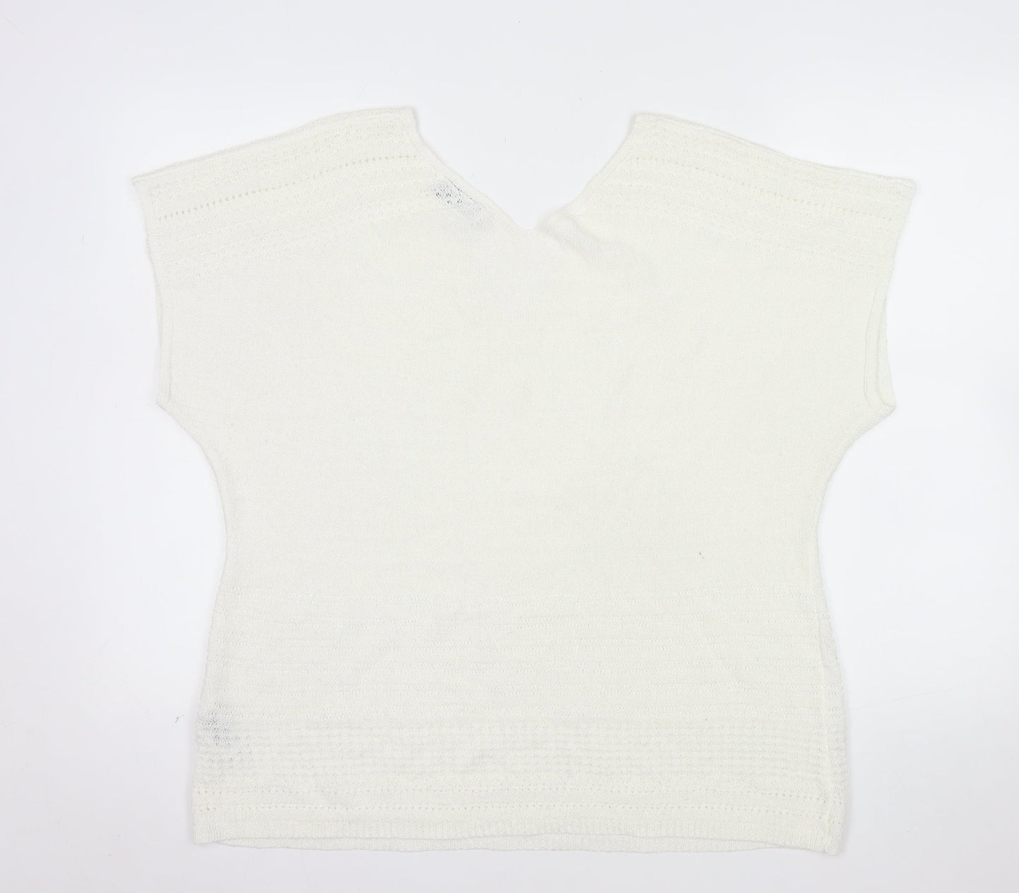 Marks and Spencer Per Una White Knit V-Neck Blouse Women’s Size 22