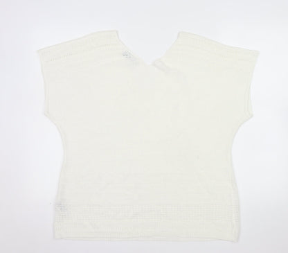 Marks and Spencer Per Una White Knit V-Neck Blouse Women’s Size 22