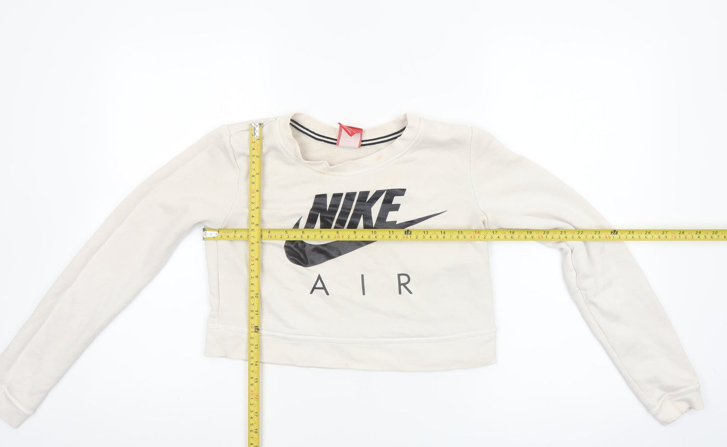 Nike Air Women Beige XS Cropped Pullover Sweatshirt