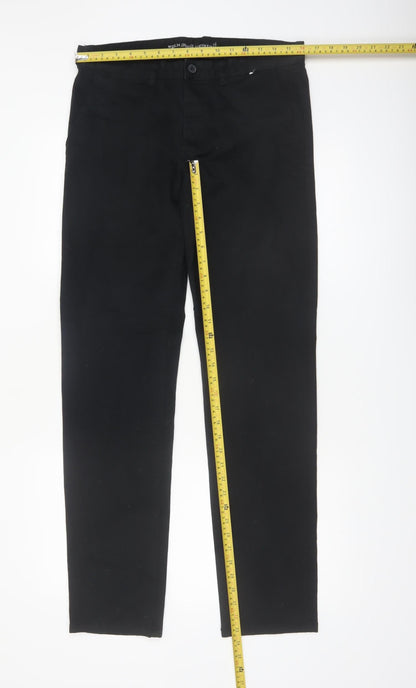 Denim Co. Men's Black Slim Fit Stretch Chino Trousers W32 L34