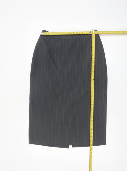 Marks and Spencer Women Grey Pinstripe Pencil Skirt Size 12