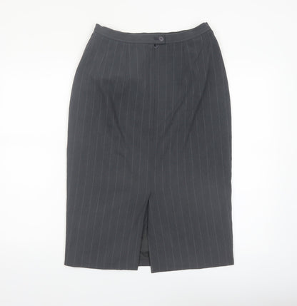 Marks and Spencer Women Grey Pinstripe Pencil Skirt Size 12