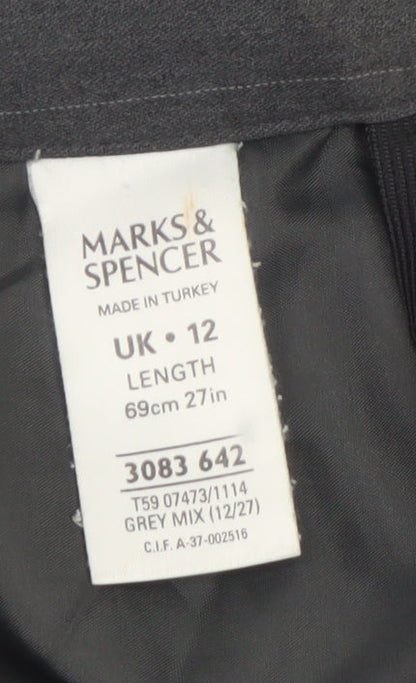 Marks and Spencer Women Grey Pinstripe Pencil Skirt Size 12
