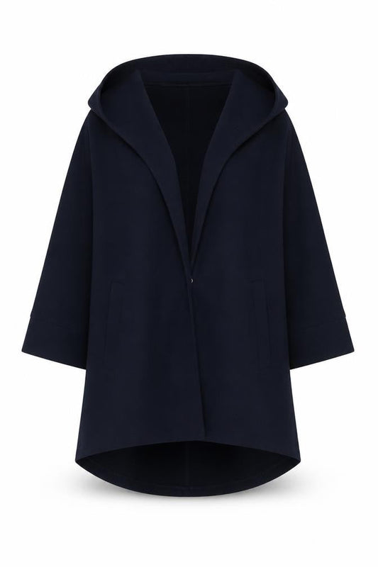 Addax Women’s Navy Blue Hooded Mid-Length Coat Size S