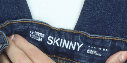 Denim Co Boys Blue Skinny Jeans 12-13 Years Adjustable Waist Cotton