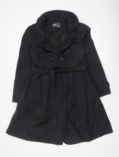 Modo Casualwear Women's Black Belted Trench Coat UK 12 Lined Long Classic