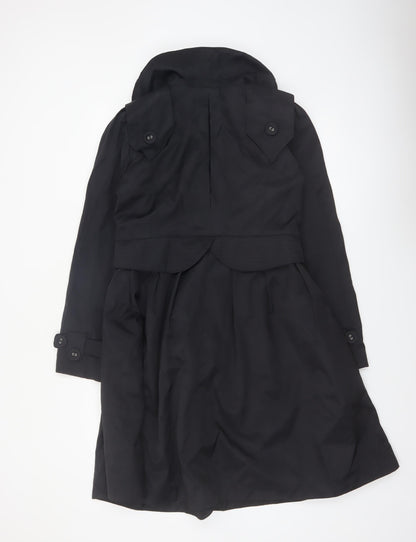 Modo Casualwear Women's Black Belted Trench Coat UK 12 Lined Long Classic