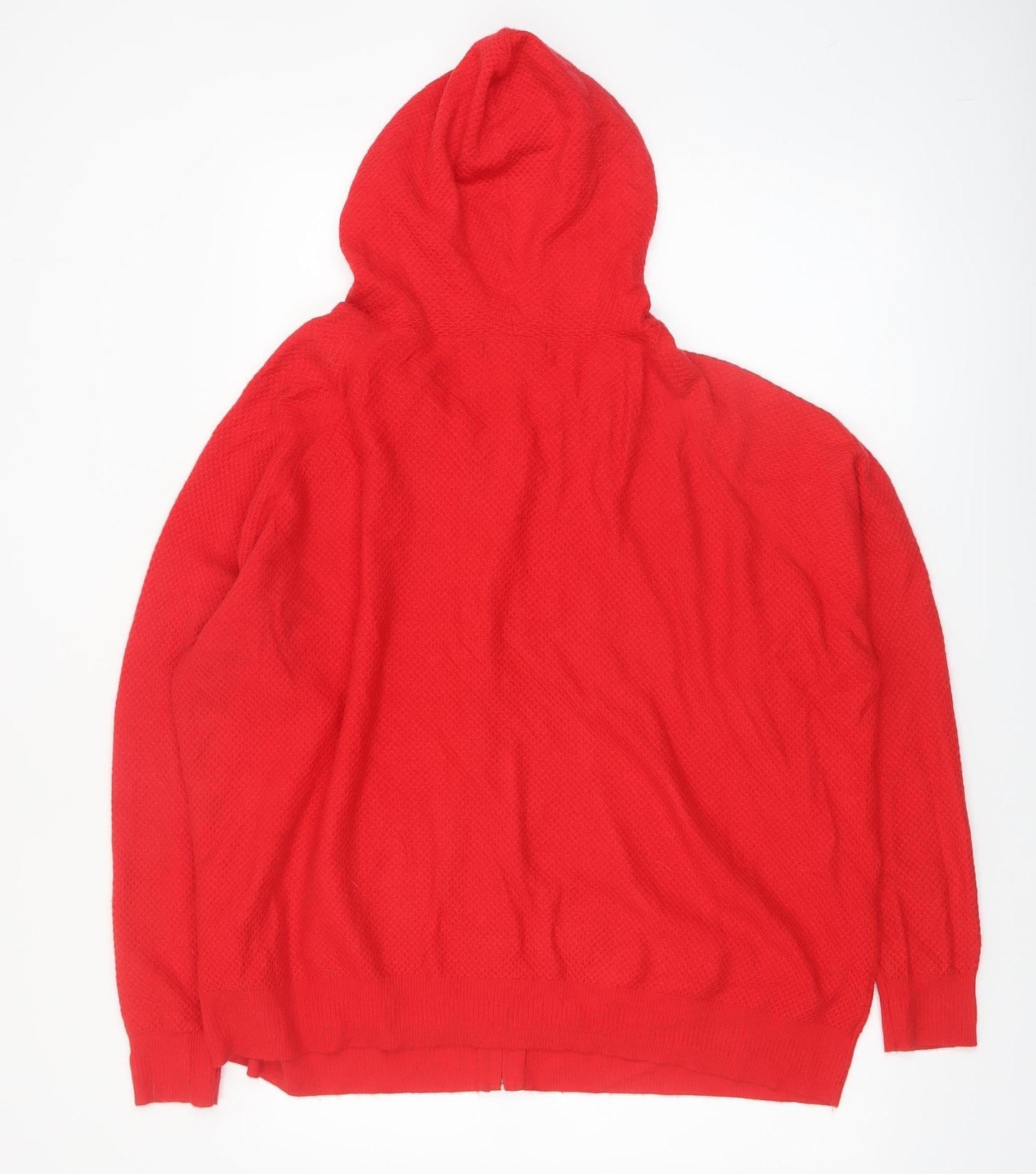 Marks and Spencer Womens Red XL Hooded Full Zip Knit Jumper