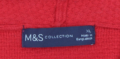 Marks and Spencer Womens Red XL Hooded Full Zip Knit Jumper