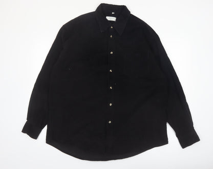 Canda Men’s Black Corduroy Button-Up Shirt XL Long Sleeve