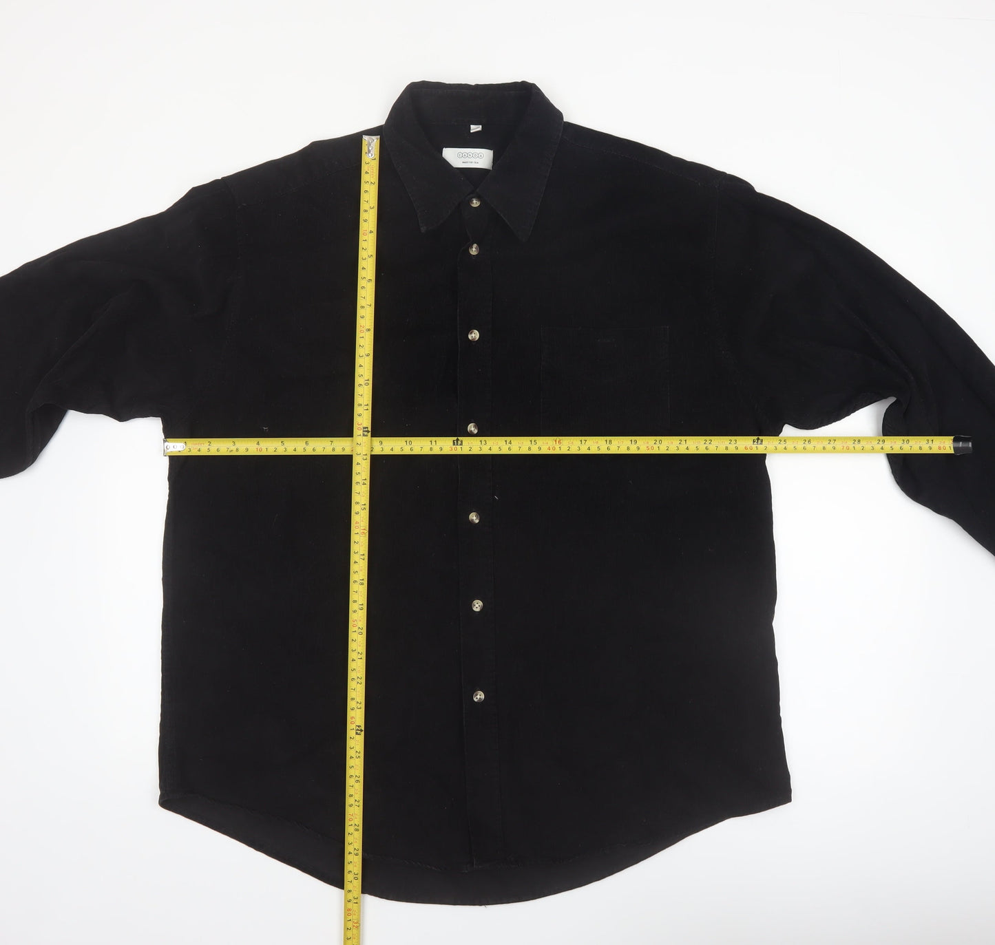 Canda Men’s Black Corduroy Button-Up Shirt XL Long Sleeve