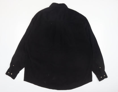 Canda Men’s Black Corduroy Button-Up Shirt XL Long Sleeve
