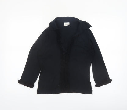 Next Women Black Long Sleeve Ruffle V-Neck Tunic Blouse UK 12
