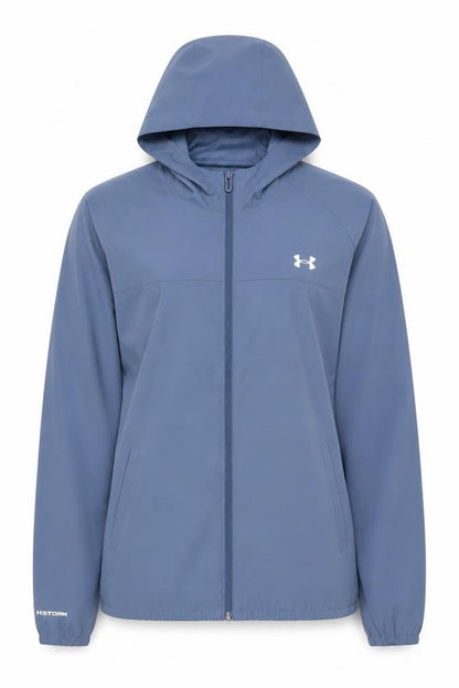 Under Armour Women Blue L Windbreaker Softshell Hooded Jacket