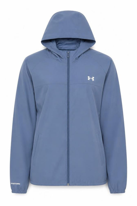 Under Armour Women Blue L Windbreaker Softshell Hooded Jacket