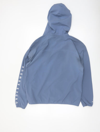 Under Armour Women Blue L Windbreaker Softshell Hooded Jacket