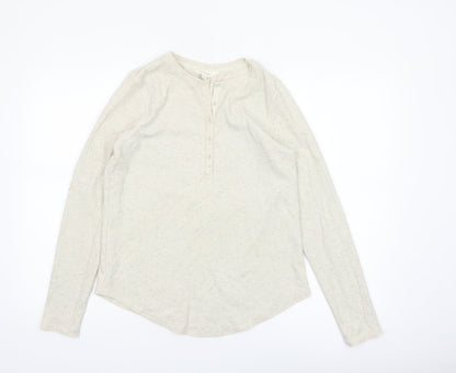 Marks and Spencer Per Una Women Beige Henley Long Sleeve Cotton Top Size 12