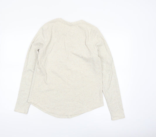 Marks and Spencer Per Una Women Beige Henley Long Sleeve Cotton Top Size 12