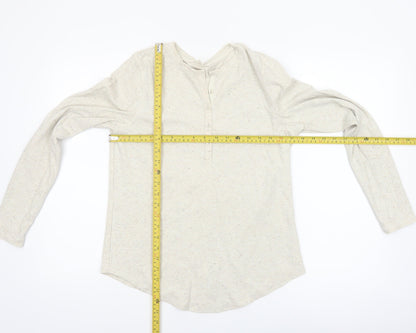 Marks and Spencer Per Una Women Beige Henley Long Sleeve Cotton Top Size 12