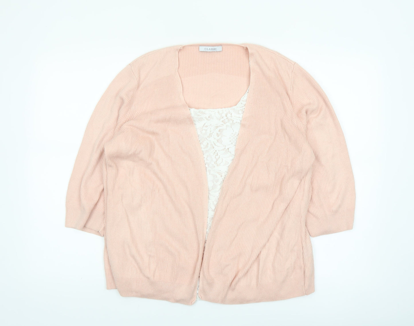 Marks and Spencer Women Pink Size 18 Lightweight Open Knit Cardigan