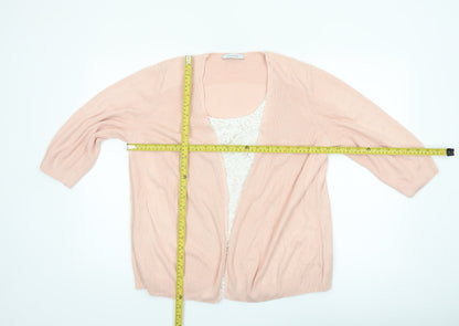 Marks and Spencer Women Pink Size 18 Lightweight Open Knit Cardigan