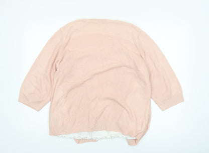 Marks and Spencer Women Pink Size 18 Lightweight Open Knit Cardigan