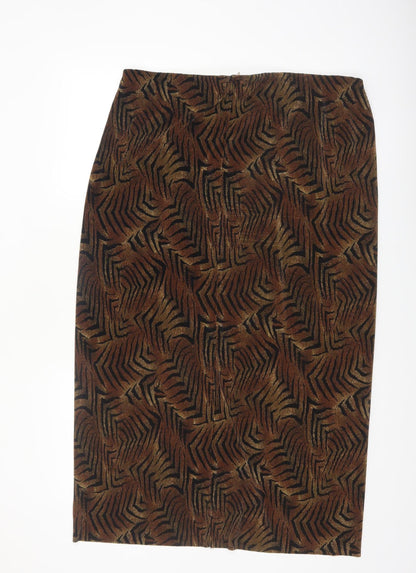 Foxy Lady Women's Brown Animal Print Midi Pencil Skirt Size 18