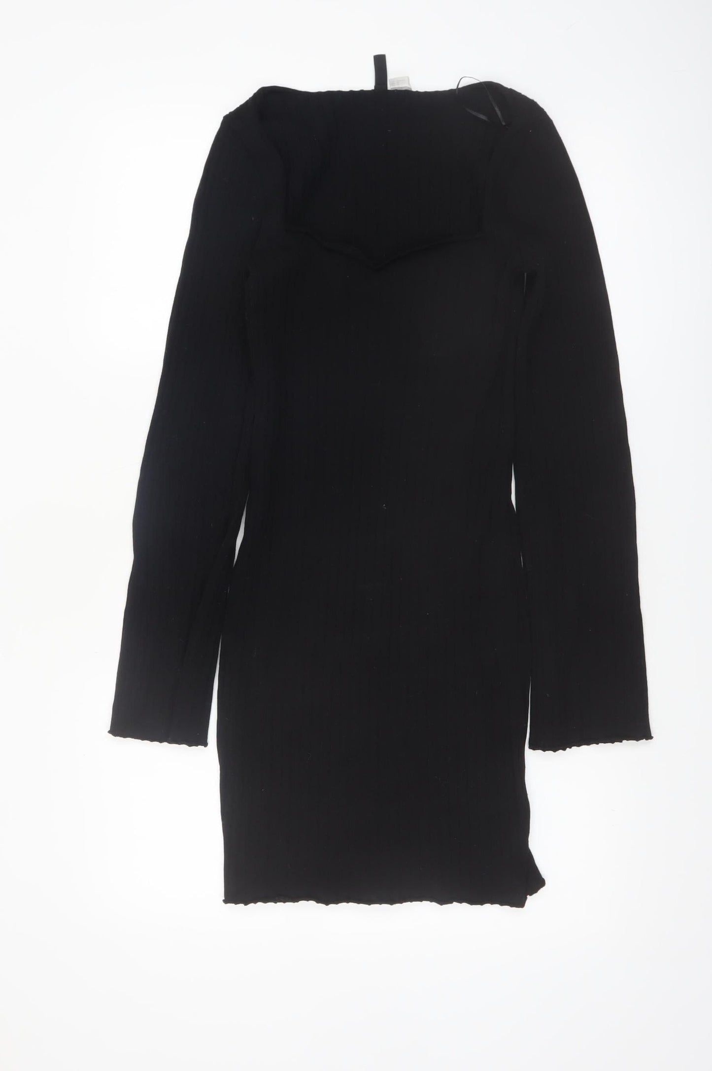 H&M Divided Women’s Black Long Sleeve Bodycon Knit Short Dress Size 12