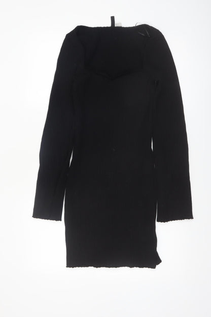 H&M Divided Women’s Black Long Sleeve Bodycon Knit Short Dress Size 12