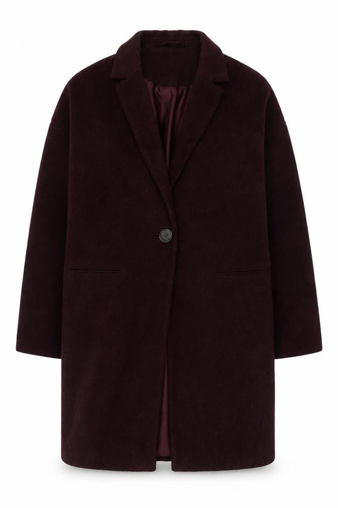 Topshop Women's Brown Wool Blend Mid-Length Coat UK 12