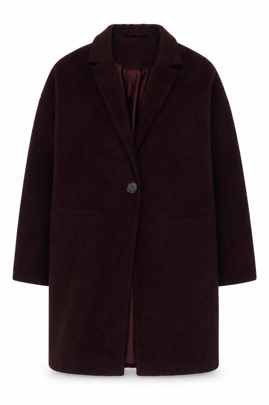 Topshop Women's Brown Wool Blend Mid-Length Coat UK 12