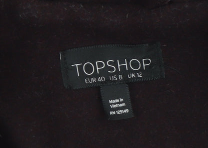 Topshop Women's Brown Wool Blend Mid-Length Coat UK 12
