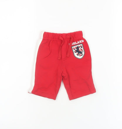 BHS Unisex Baby Red Cotton England Shorts Newborn Drawstring Waist
