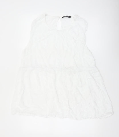 Marks and Spencer Women White Cotton Sleeveless Tunic Blouse UK 22