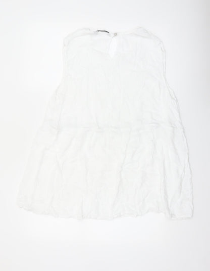 Marks and Spencer Women White Cotton Sleeveless Tunic Blouse UK 22