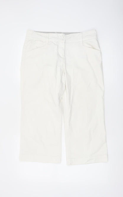 Monsoon Women Ivory Cropped Chino Trousers Size 12 Cotton Blend
