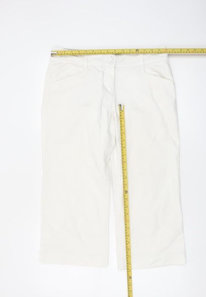 Monsoon Women Ivory Cropped Chino Trousers Size 12 Cotton Blend