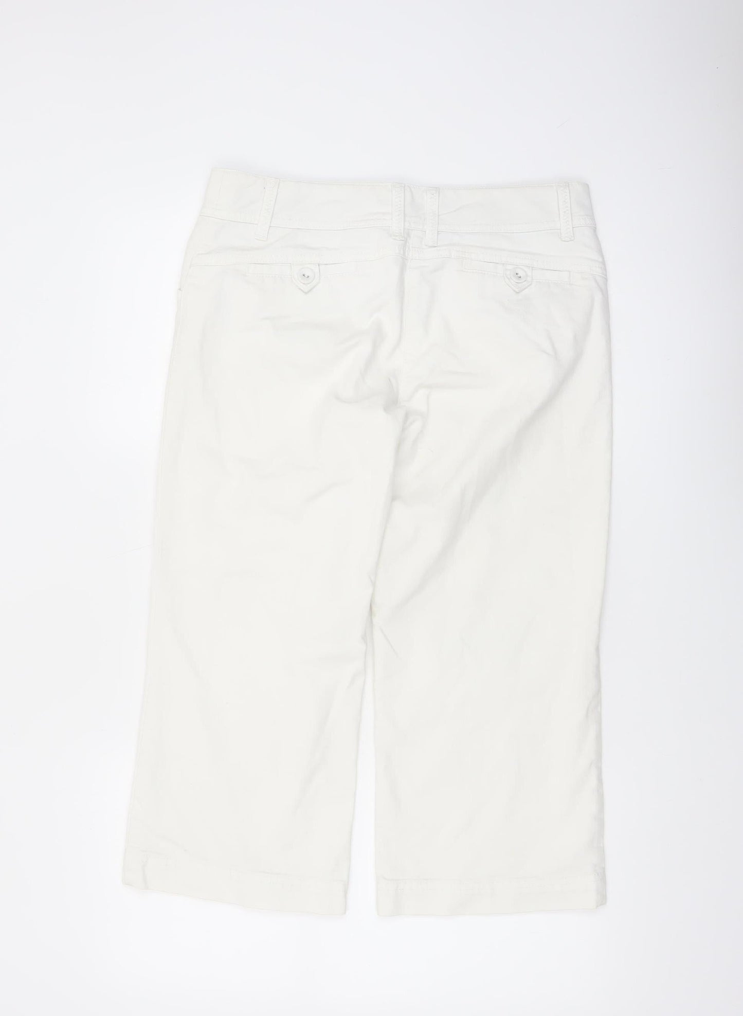 Monsoon Women Ivory Cropped Chino Trousers Size 12 Cotton Blend